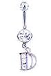 Stainless Steel Initial "D" Belly Ring with Clear CZ - Sold Individually