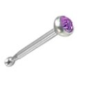 18 Gauge LT PURPLE CZ Gem Jeweled Nose Bones - Nose Rings