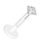 Body Accentz® Square Diamond Cut Press-Fit CZ Gem Bio-Flex Shaft Labret Monroe 16G 1/4