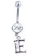 Stainless Steel Initial "E" Belly Ring with Clear CZ - Sold Individually