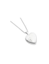 Sterling Silver 16mm Heart Diamond Heart Locket
