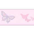 Butterflies wallpaper border. Pink White Lilac Silver Glitter 40641Coloroll Kids Rooms