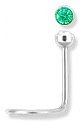 18G Stainless Steel Nose Ring Twist / Screw CZ Gem EMERALD