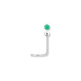 18G Stainless Steel Nose Ring Twist / Screw CZ Gem EMERALD