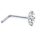 Body Candy Solid 14k White Gold Clear 1.5mm CZ Marquise L Shaped Nose Stud Ring 20 Gauge 1/4
