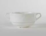 ASU-044 AlumaTux 10-1/2oz Pearl White Embossed Stack Soup Cup