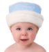 Kiddopotamus & Co Roll Brim Hattie Blue Faux Suede And Ivory Faux Fur Medium 6 - 12 Months
