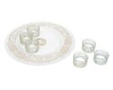 Passover Jewish Holiday Seder Night Argento Pure Silver on Glass Plate 7 Pieces. Made in Italy