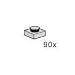 Lego Building Accessories - 1X1 Stud Light Grey - 90 Pieces