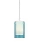 Tech Lighting 700FJECPQS Echo 1 Light Mini Pendant in Satin Nickel with Aquamarine glass