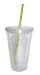 Oggi 16-Ounce Double Walled Tumbler with Drinking Straw