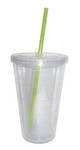 Oggi 16-Ounce Double Walled Tumbler with Drinking Straw