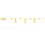 Adjustable Dangling Open Heart Anklet in 14K Yellow Gold