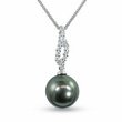 ZALES Tahitian Cultured Pearl Pendant with Diamond Accents in 14K White Gold - 18 inch