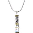 Review   / 16 Inch Antiqued Two Toned CLEAR .5 Carat Cubic Zirconia RECTANGULAR Necklace
