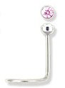 18G Stainless Steel Nose Ring Twist / Screw CZ Gem LT AMETHYST