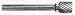 1/4 Head, 1/8 Shank Double Cut/End Cut Carbide Burr Shape SB-51