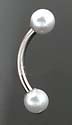 White simulated Pearl Eyebrow Rings Ring curve Eye brow body jewelry piercing bar