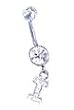 Stainless Steel Initial "I" Belly Ring with Clear CZ