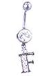 Stainless Steel Initial "F" Belly Ring with Clear CZ - Sold Individually