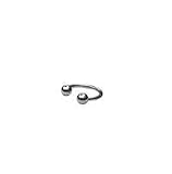 Single Surgical Steel (Eyebrow, Nipple, Belly, Lip, Nose) Curved HorseShoe Ring with 3.2mm Ball, 16 Gauge , 3/8 Length, 3/8 Width