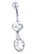 Stainless Steel Initial "C" Belly Ring with Clear CZ - Sold Individually
