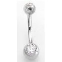 14 Gauge 1/4 - GENUINE DOUBLE DIAMOND SOLITAIRES 14kt WHITE GOLD Belly Button Ring (CUSTOM MADE)