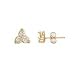 14K Gold Three Stone Stud Diamond Earrings