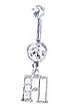 Stainless Steel Initial "H" Belly Ring with Clear CZ - Sold Individually