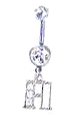 Stainless Steel Initial "H" Belly Ring with Clear CZ - Sold Individually