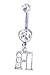 Stainless Steel Initial "H" Belly Ring with Clear CZ - Sold Individually