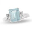 ZALES Emerald-Cut Aquamarine Ring in 10K White Gold with Diamond Accents aquamarine rings