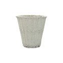 ROUND WHITE WICKER WASTE PAPER BASKET/STORAGE