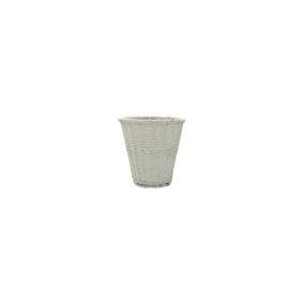 ROUND WHITE WICKER WASTE PAPER BASKET/STORAGE