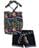 Liquid Gold Girl Big Girls' "Rainbow Clash" 2-Piece Outfit - black/multi, 12