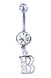 Stainless Steel Initial "B" Belly Ring with Clear CZ - Sold Individually