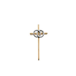 14K Yellow Gold Cross Pendant With Wedding Bands