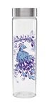 Purple Peacock 18oz Single Wall Glass Bottle with Flat Screw Top-BPA FREE Lid Purple Stainless Steel Water Bottle