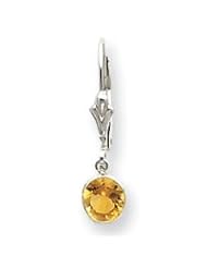 Sterling Silver Citrine Leverback Earrings QE3050"