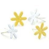 Painted Metal Paper Fasteners, 50/Pkg: Assorted White & Yellow Daisy Flowers