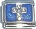 Clearly Charming Stone Cross on Blue Italian Charm Bracelet Link