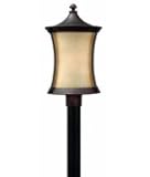 IMAGE OF Hinkley Lighting 1281VZ Thistledown 1 Light Outdoor Post Lamp in Victorian Bronze with Amber Linen Seedy glass