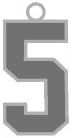 Number 5 Jersey Style Sports Necklace Charm Pendant (0.8" Tall - Standard Size) SILVER PLATED Perfect For: Football, Baseball, Basketball, Soccer, Hockey, Softball, Volleyball, Lacrosse & More