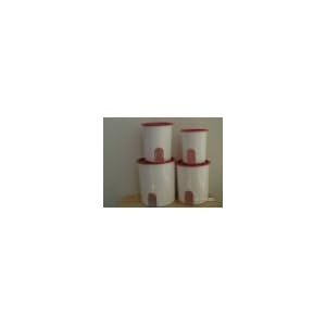 Tupperware One Touch Reminder Canisters with Red Seals by