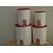 Tupperware 4 Piece Canister with Windows and Passion Red Seals