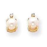 14k Diamond & Cultured Pearl Birthstone Earrings XBE173