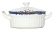 Stoneware Pottery Distressed Blue and White Oval Salt Box 4"L, 2.25"H Set of 2