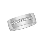Mens 8mm Diamond Stainless Steel Band
