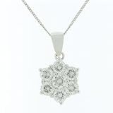 Prong Set Round Brilliant Seven Stone Daisy Cluster Pendant in 18ct White Gold