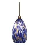 IMAGE OF LBL Lighting HS267BUBZLEDMRL Caroline LED Energy Smart 1 Light Mini Pendant in Bronze with Blue glass